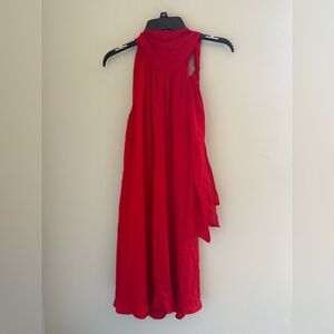 glam Red One-Shoulder Maxi Dress with Draped Sash